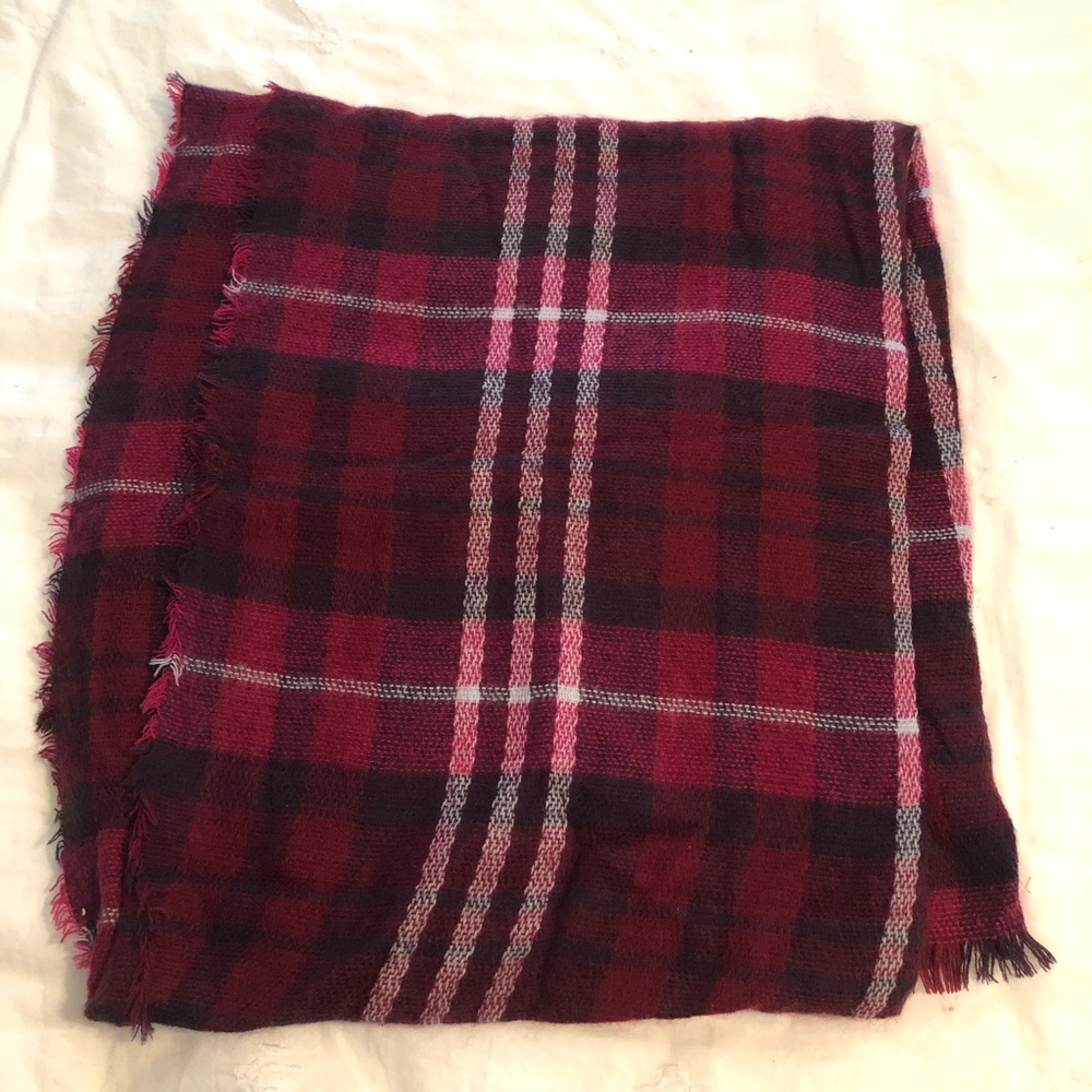 Purple, magenta & white plaid scarf from Old Navy